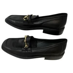 Vintage Galo Black Leather Horsebit Loafers Equestrian Shoes EUR 40
